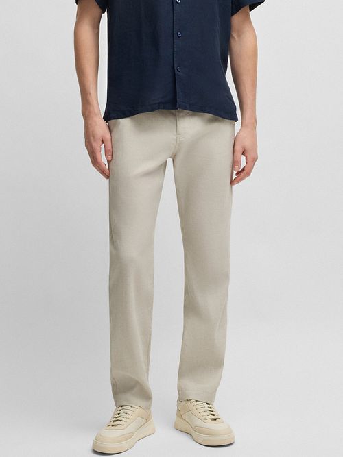 BOSS Chino Sanderson Linen Blend Ecru Model / Voorkant