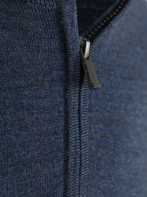 Suitable Merino Half Zip Trui Denim Blauw Product / Detail