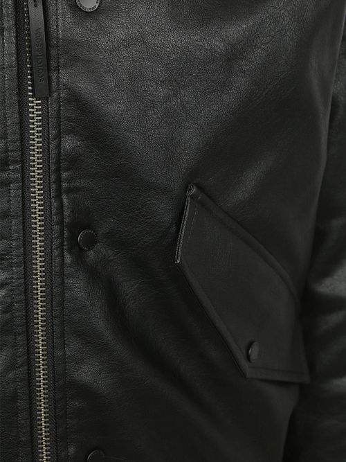 Scotch and Soda Faux Leather Bomberjack Black