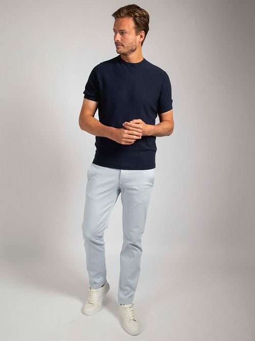 Suitable Piqué T-shirt Leinen Navy Model / Voorkant