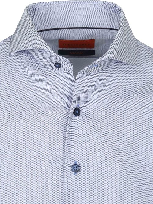 Suitable Overhemd Jacquard Luxe Blauw