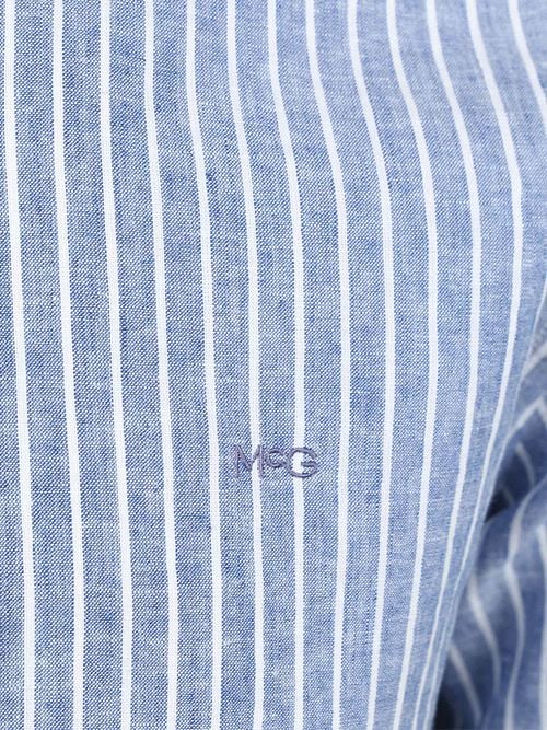 McGregor Overhemd Linnen Blend Streep Blauw Product / Detail