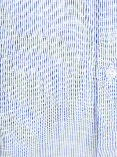 Suitable Short Sleeves Chemise Cotton Slub Bleu Rayé Product / Detail