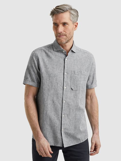Vanguard Short Sleeve Chemise De Lin Blend Dark Slate Model / Voorkant
