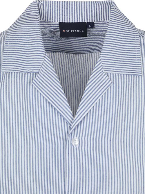 Suitable Chemise Short Sleeve Stripe Seersucker Bleu Clair Product / Detail