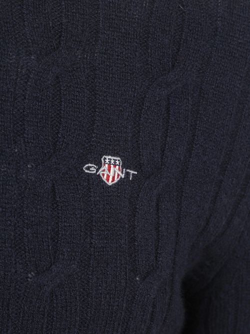 Gant Halfzip Laine D'Agneau Sweater Cable Marine