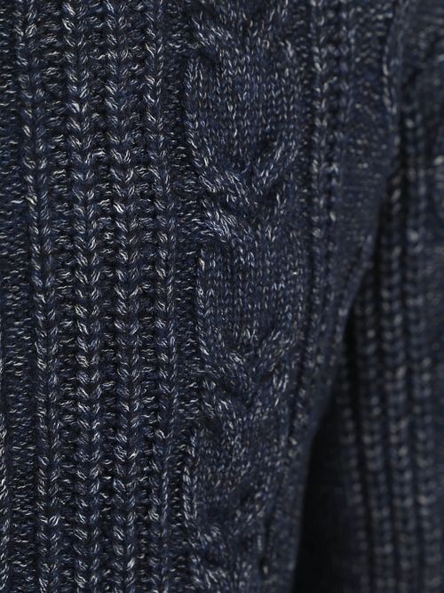 State Of Art Cardigan Cable Zip Melange Navy
