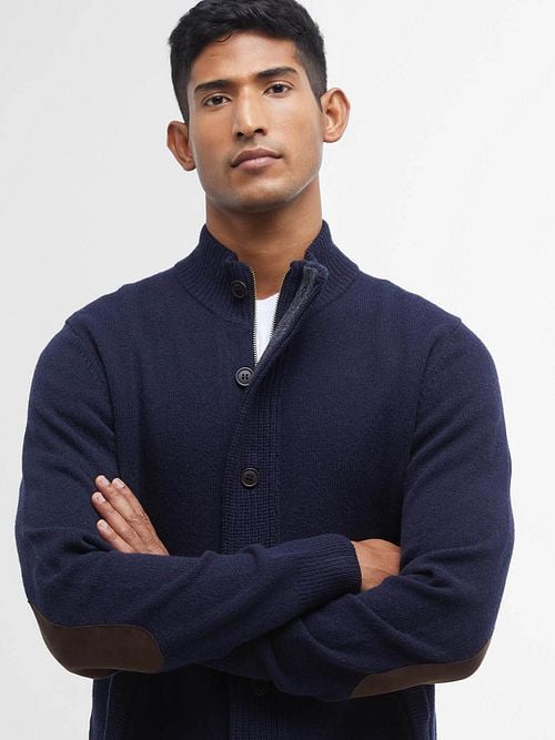 Barbour Cardigan Patch Navy Model / Voorkant