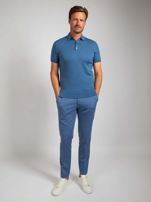 Suitable Polo Shirt Merino Wool Blue Model / Voorkant