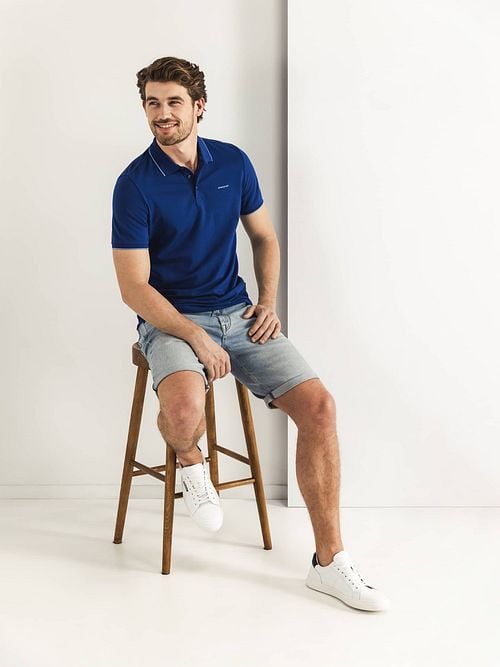 State of Art Poloshirt Piqué Cobalt Blue Model / Sfeerbeeld