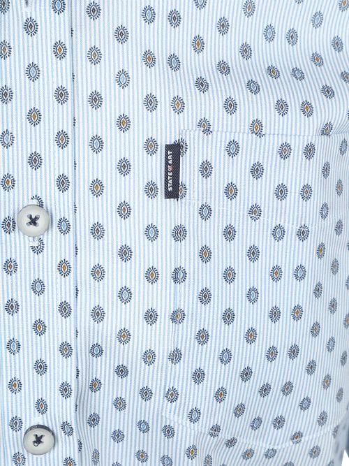 State of Art Shirt Poplin Eye Printed Stripe Grey Product / Detail