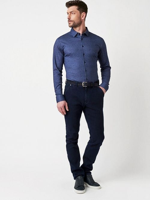 Desoto Shirt Twill Optics Indigo Model / Zijkant