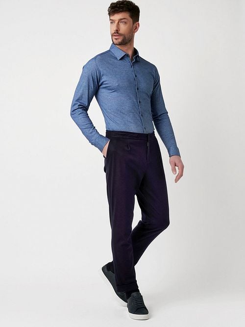 Desoto Shirt Twill Optics Blue Model / Zijkant