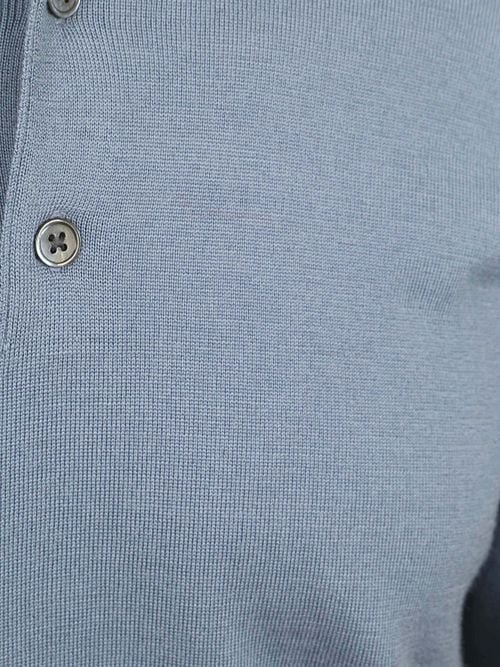 Profuomo Longsleeve Polo Shirt Merino Wool Blue