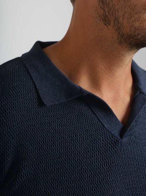 Suitable Pullover Riva Structure Melange Navy Model / Detail