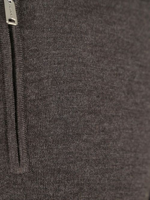 Profuomo Half Zip Pullover Merino Wool Dark Brown Product / Detail