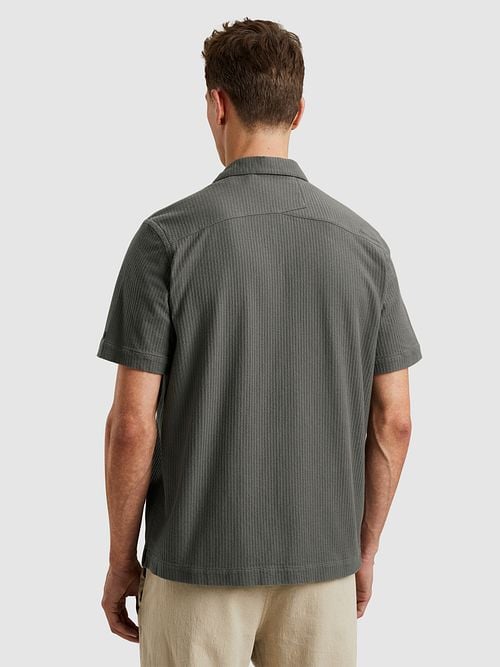 Cast Iron Short-sleeve Shirt Jersey Structure Taupe Model / Achterkant
