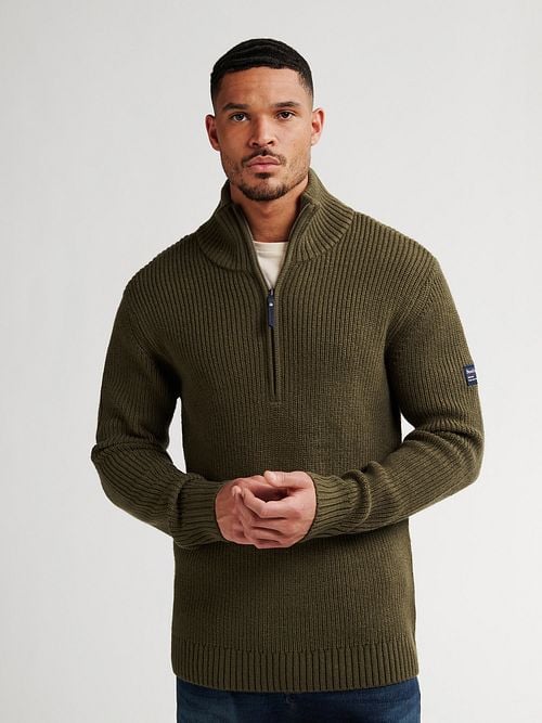 Petrol Half Zip Pullover Army Green Model / Voorkant