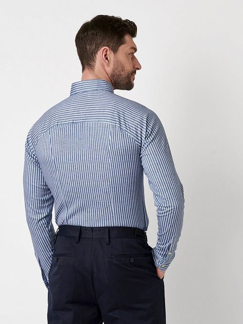 Desoto Chemise Twill Stripe Bleu Model / Achterkant