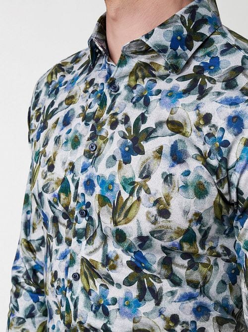 Desoto Shirt Print Floral Blue Model / Detail