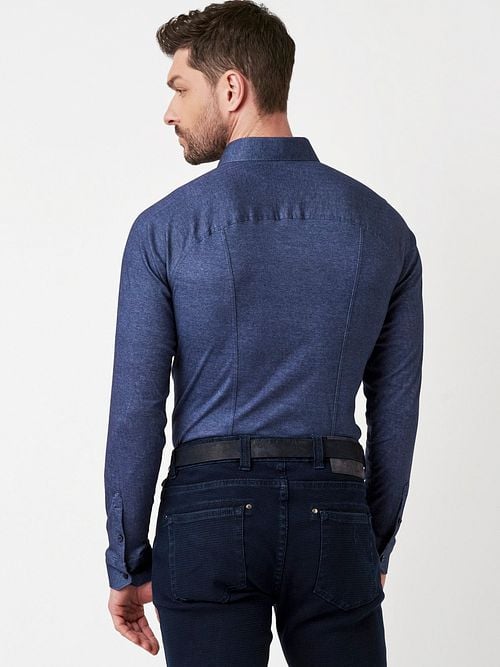 Desoto Shirt Twill Optics Indigo Model / Achterkant