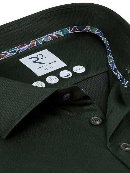 R2 Hemd Dobby Travel Shirt Dunkelgrün
