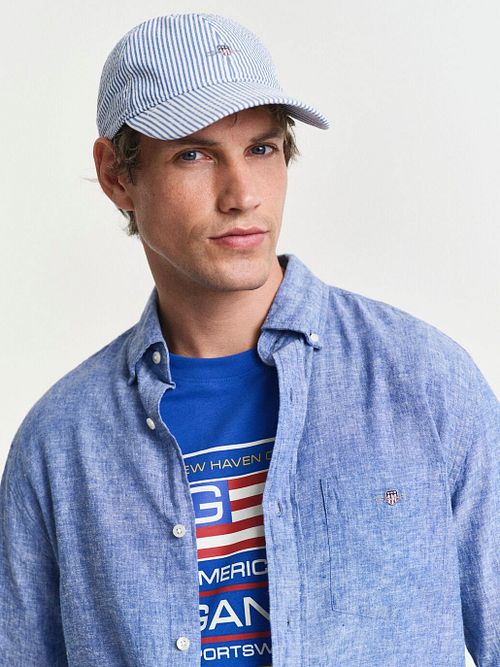 Gant Chemise Lin Bleu Model / Voorkant