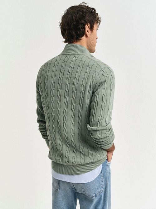 Gant Half-Zip Pullover Cable Groen Model / Achterkant