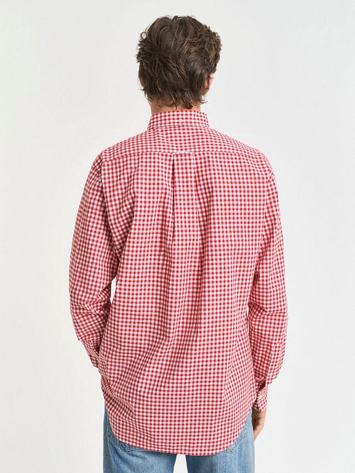 Gant Poplin Banker Hemd Stripe Rot Model / Achterkant