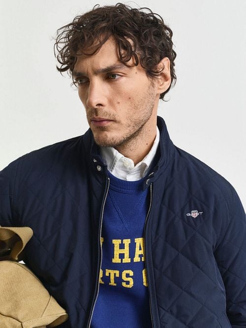 Gant Jacket Quilted Navy Model / Voorkant