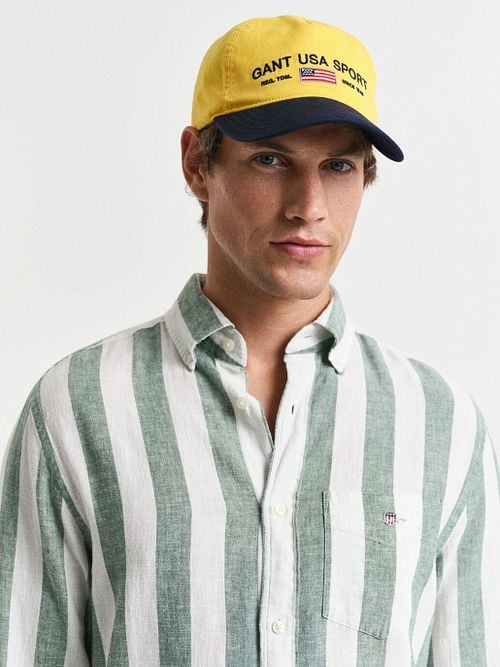 Gant Overhemd Streep Bold Linnen Groen Model / Voorkant