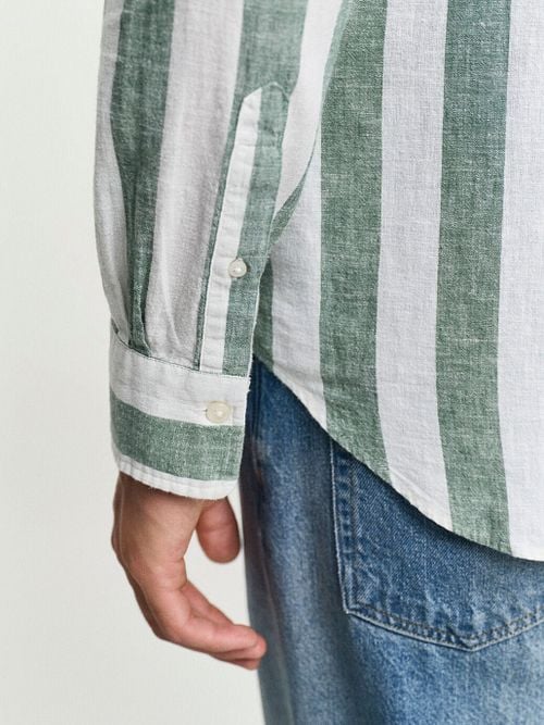Gant Overhemd Streep Bold Linnen Groen Model / Detail