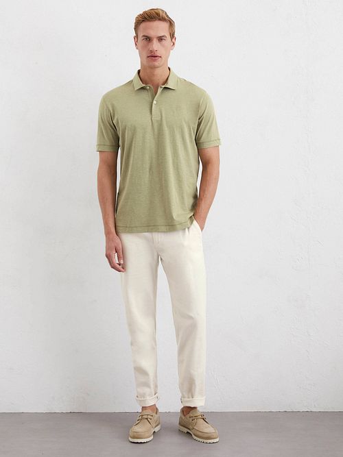 Marc O'Polo Polo Shirt Slubs Sage Green Model / Voorkant