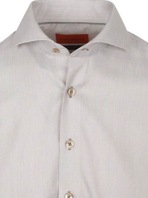 Suitable Overhemd Jacquard Luxe Beige