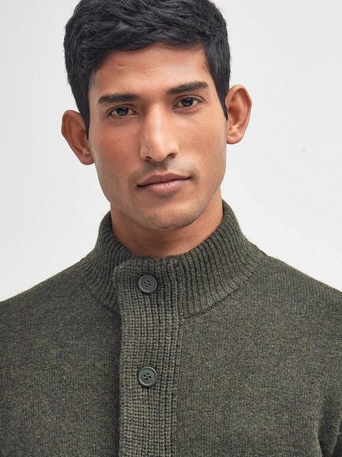 Barbour Zip Vest Lamswol Donkergroen Model / Voorkant