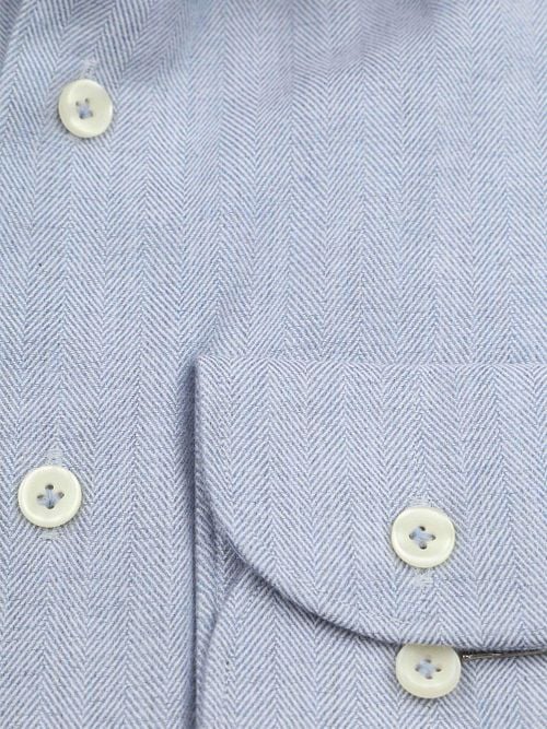 Profuomo Hemd Peached Herringbone Flanell Blau