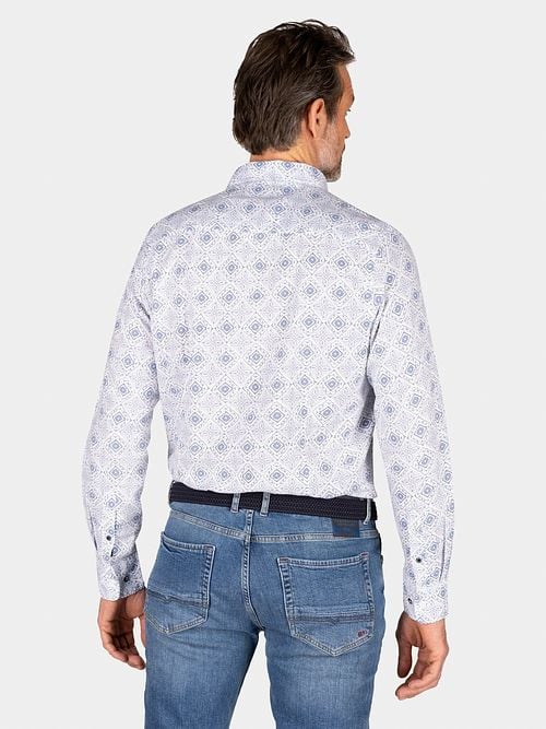 NZA Overhemd Karson Linnen Blend Blauw Model / Achterkant