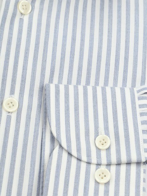 Profuomo Shirt Peached Stripes Flanel Blue