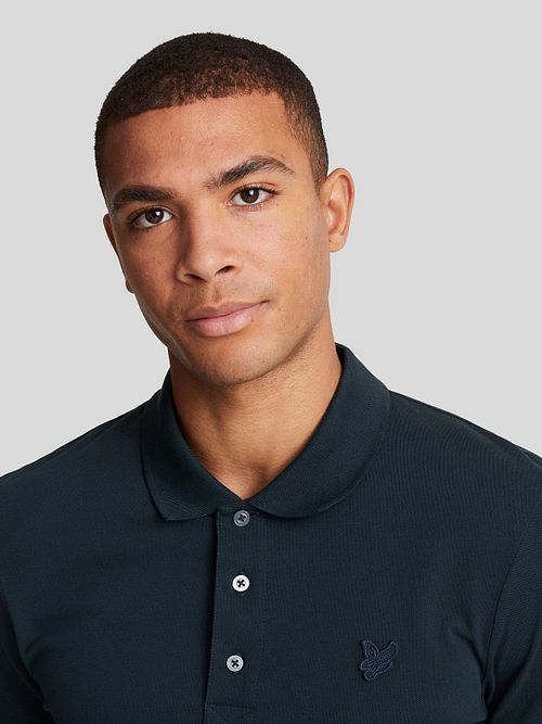 Lyle and Scott Tonal Eagle Polo Shirt Navy Model / Detail