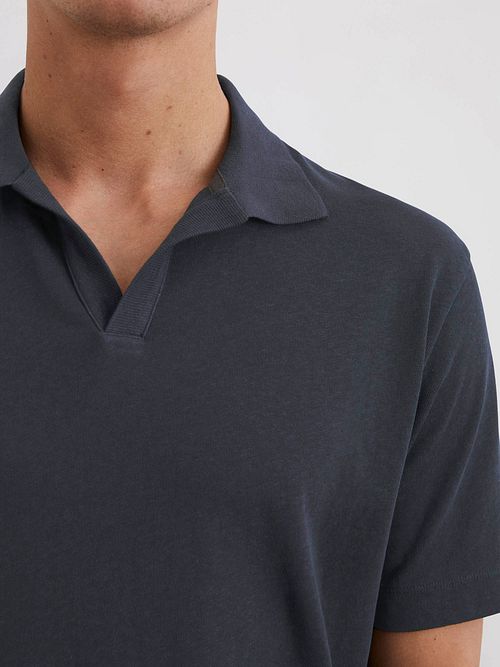Marc O'Polo Polo Shirt Riva Linen Blend Navy Model / Detail