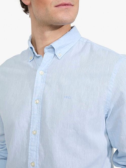McGregor Hemd Linen Blend Hellblau Model / Detail