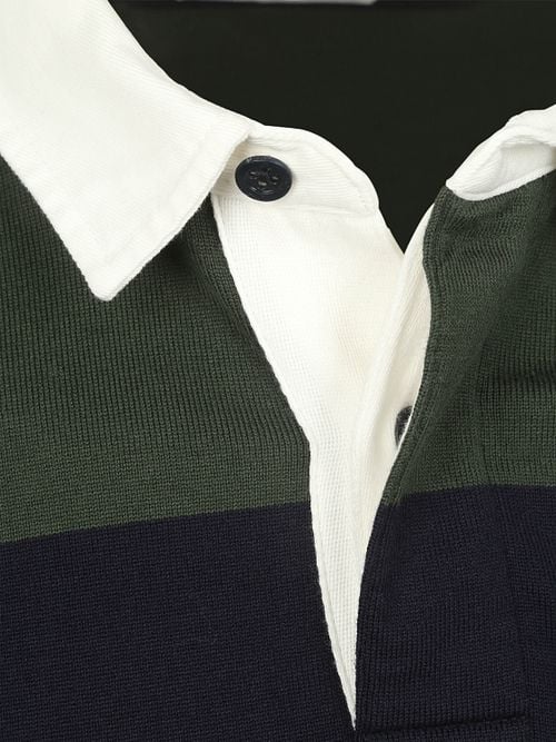 McGregor Rugbyshirt Stripe Navy Olive