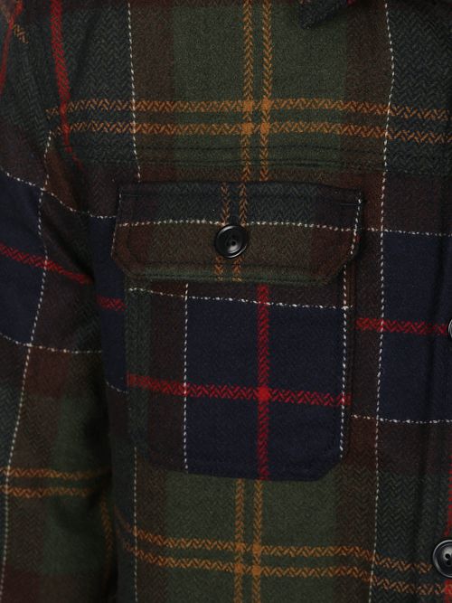 Barbour Overshirt Wool Blend Plaid Willberry Olive
