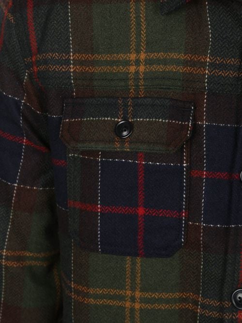 Barbour Hemdjacke Wool Blend Karomuster Willberry Olive