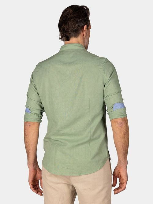 NZA Shirt Clayton Leinen Blend Classic Army Model / Achterkant