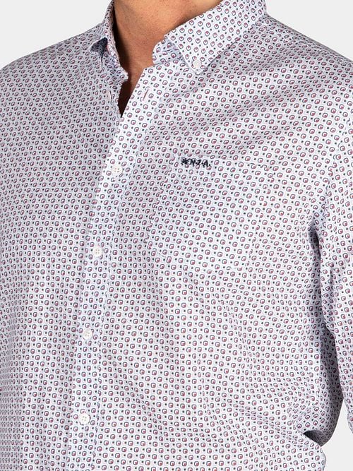 NZA Overhemd Aidan Print Blauw Model / Detail