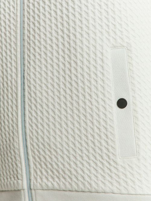 No Excess Cardigan Zipper Jacquard Chalk Model / Detail