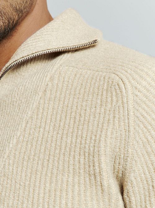 No Excess Half Zip Pullover Two Coloured Melange Greige Product / Detail