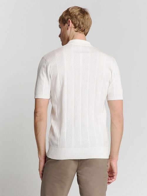 No Excess Knitted Poloshirt Off White Model / Achterkant