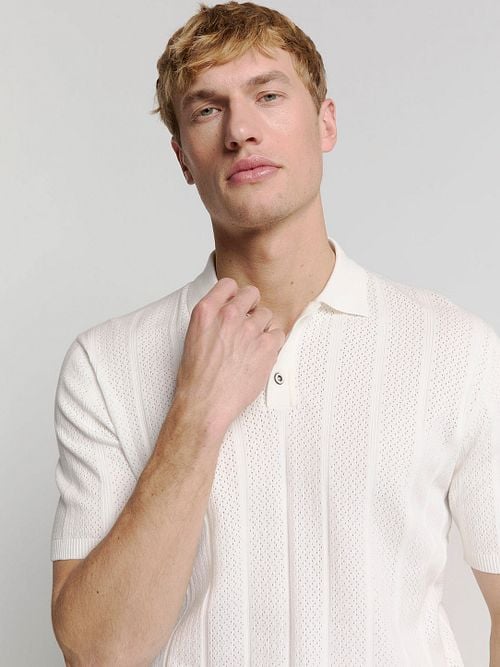 No Excess Knitted Polo Shirt Off White Model / Voorkant